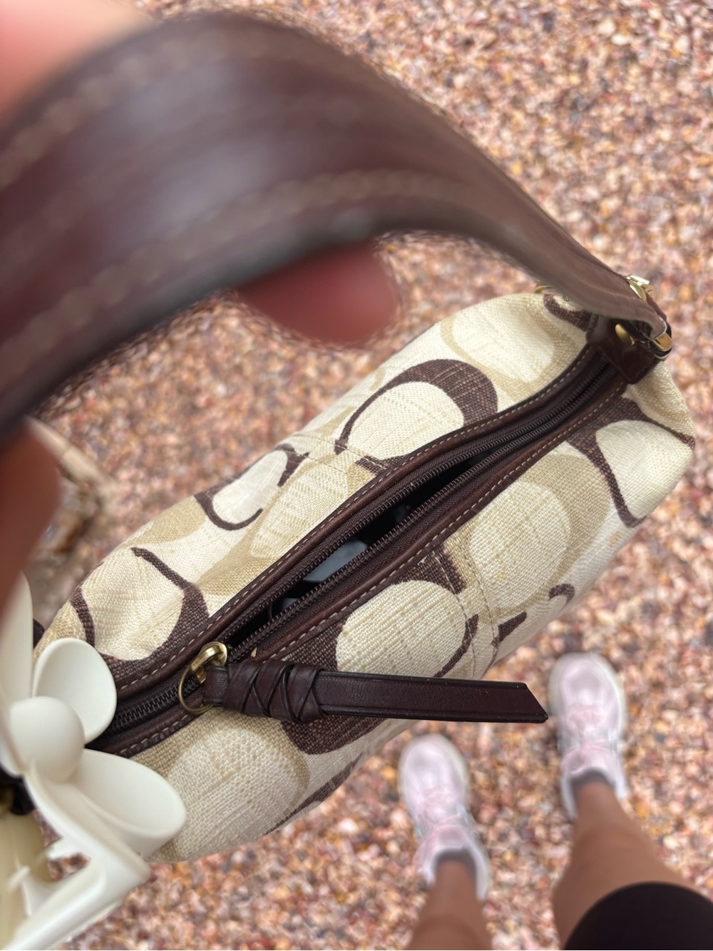 Beige and Brown Coach Mini  Shoulder Bag - Picture 7 of 8